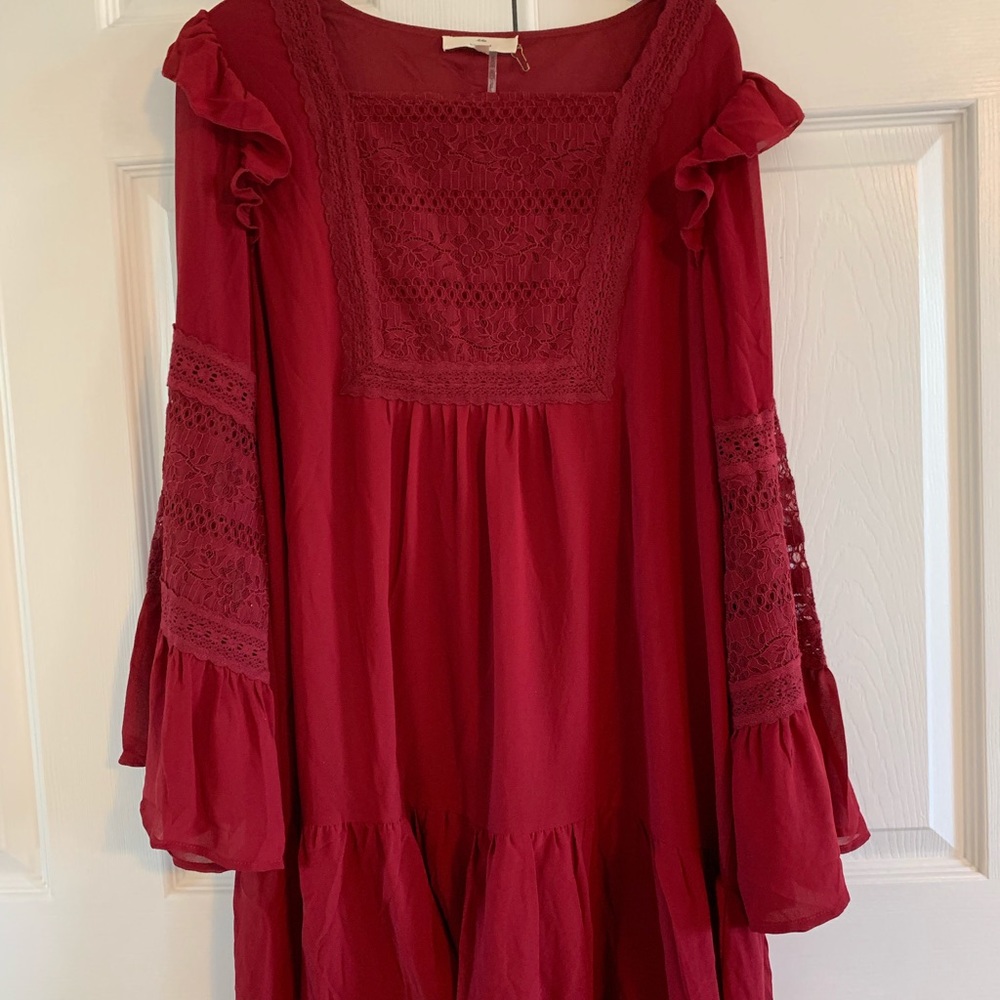 Entro brand Wine bell sleeve boho dress size M
